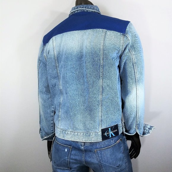 Calvin Klein 3 tone Blue Jeans Jacket - Picture 4 of 5
